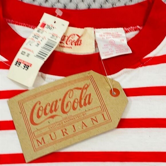 Vintage 80’s Coca-Cola Striped Sailing Short Sleeve Shirt w/ Original Tags - Picture 4 of 5